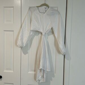 DISSH ZAYN WHITE LINEN MINI DRESS - AU 2 / US 0 WHITE
